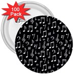 Chalk Music Notes Signs Seamless Pattern 3  Buttons (100 pack)  Front