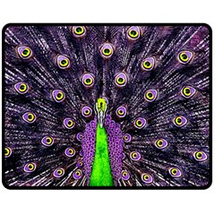 Peacock Bird Color Two Sides Fleece Blanket (medium) by Cendanart