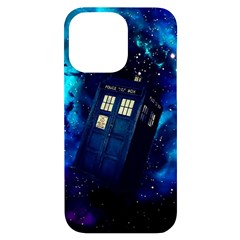 Tardis Doctor Who Space Galaxy Iphone 14 Pro Max Black Uv Print Case by Cendanart
