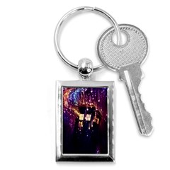 Tardis Regeneration Art Doctor Who Paint Purple Sci Fi Space Star Time Machine Key Chain (rectangle) by Cendanart
