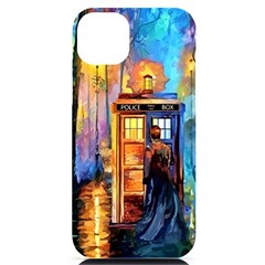 Tardis Doctor Who Paint Painting Iphone 14 Plus Black Uv Print Case by Cendanart