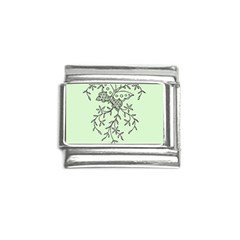 Illustration Of Butterflies And Flowers Ornament On Green Background Italian Charm (9mm) by Ket1n9