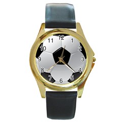 Soccer Ball Round Gold Metal Watch by Ket1n9