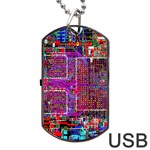 Technology Circuit Board Layout Pattern Dog Tag USB Flash (Two Sides) Front