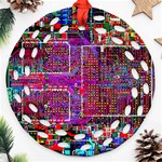 Technology Circuit Board Layout Pattern Round Filigree Ornament (Two Sides) Back