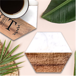 Technology Circuit Board Layout Pattern Marble Wood Coaster (Hexagon)  Front
