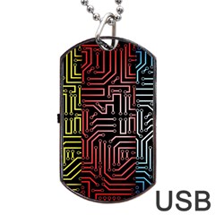 Circuit Board Seamless Patterns Set Dog Tag Usb Flash (one Side) by Ket1n9