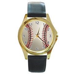 Baseball Round Gold Metal Watch by Ket1n9