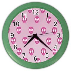 Alien Pattern Pink Color Wall Clock by Ket1n9