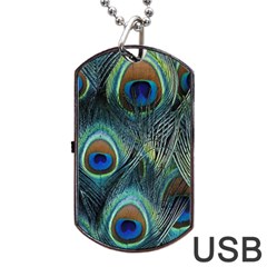 Feathers Art Peacock Sheets Patterns Dog Tag Usb Flash (one Side) by Ket1n9