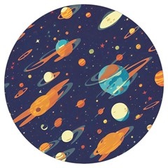 Space Galaxy Planet Universe Stars Night Fantasy Round Trivet by Ket1n9