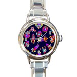 Space Patterns Round Italian Charm Watch Front