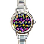 Space Patterns Round Italian Charm Watch Front