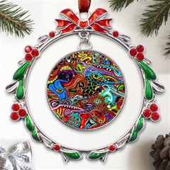 Vector Art Pattern - Metal X mas Wreath Ribbon Ornament by Hannah976