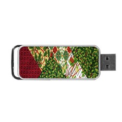 Christmas Quilt Background Portable Usb Flash (one Side) by Ndabl3x