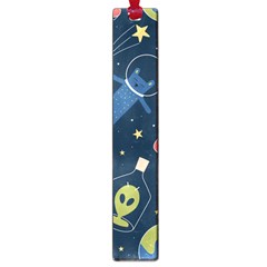 Seamless Pattern With Funny Alien Cat Galaxy Large Book Marks by Ndabl3x