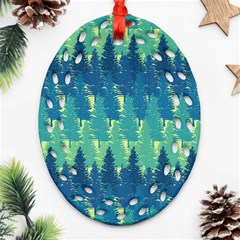Christmas Trees Pattern Digital Paper Seamless Ornament (oval Filigree) by Ndabl3x