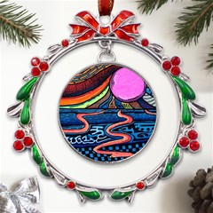 Grateful Dead Wallpaper Metal X mas Wreath Ribbon Ornament by Cendanart