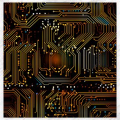 Circuits Circuit Board Orange Technology Canvas 16  X 16  by Ndabl3x