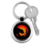 Forest Bear Silhouette Sunset Key Chain (Round) Front