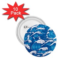 Storm Waves Seamless Pattern Raging Ocean Water Sea Wave Vintage Japanese Storms Print Illustration 1 75  Buttons (10 Pack) by Ket1n9