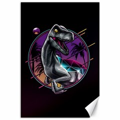 Style Dinosaur  80s Synth Retrowave Canvas 12  X 18  by Cendanart