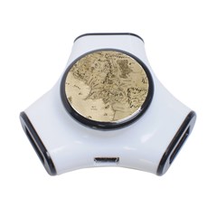 Retro Vintage Gray Map Middle Earth 3-port Usb Hub by Cendanart