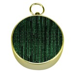 Green Matrix Code Illustration Digital Art Portrait Display Gold Compasses Front