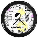 Graphic Design Geometric Background Wall Clock (Black) Front