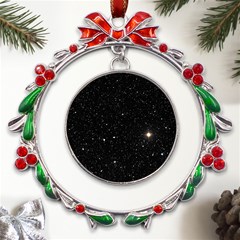 Sky Black Star Night Space Edge Super Dark Universe Metal X mas Wreath Ribbon Ornament by Cendanart