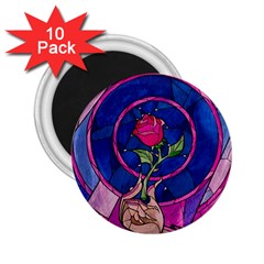 Enchanted Rose Stained Glass 2 25  Magnets (10 Pack)  by Cendanart