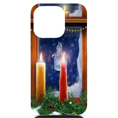 Christmas Lighting Candles Iphone 14 Pro Black Uv Print Case by Cendanart