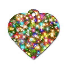 Star Colorful Christmas Abstract Dog Tag Heart (two Sides) by Cendanart