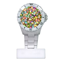 Star Colorful Christmas Abstract Plastic Nurses Watch by Cendanart