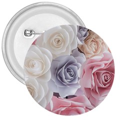 Pastel Rose Flower Blue Pink White 3  Buttons by Cemarart