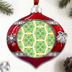 Green Pattern Retro Wallpaper Metal Snowflake And Bell Red Ornament by Bajindul