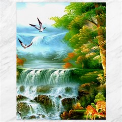 Paradise Forest Painting Bird Deer Waterfalls Canvas 36  X 48  by Ndabl3x