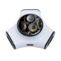 Abstract Style Gears Gold Silver 3-port Usb Hub by Cemarart
