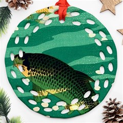 Japanese Koi Fish Round Filigree Ornament (two Sides) by Cemarart