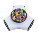 Cat Funny Colorful Pattern 3-Port USB Hub Front
