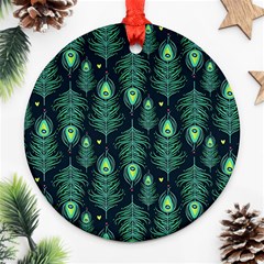 Peacock Pattern Ornament (round) by Cemarart