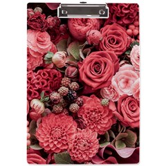 Pink Roses, Flowers, Love, Nature A4 Acrylic Clipboard