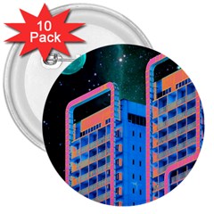 Fantasy City Architecture Building Cityscape 3  Buttons (10 Pack)  by Cemarart
