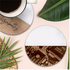 Motherboard Board Circuit Electronic Technology Classic Marble Wood Coaster (round)  by Cemarart