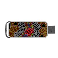 Authentic Aboriginal Art - Gathering Portable Usb Flash (two Sides) by hogartharts
