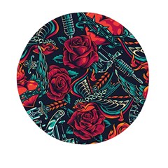 Vintage Flash Tattoos Designs Seamless Pattern Mini Round Pill Box (pack Of 3) by Bedest