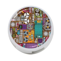 Pattern Design Art Techno  Dj Music Retro Music Device 4-port Usb Hub (two Sides) by Cemarart