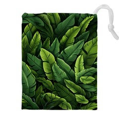 Green Leaves Drawstring Pouch (5xl) by goljakoff