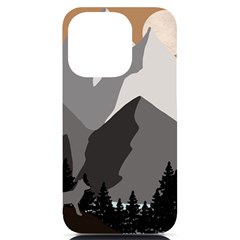 Mountain Wolf Tree Nature Moon Iphone 14 Pro Black Uv Print Case by Cemarart