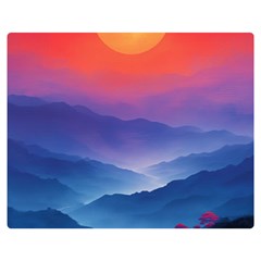 Valley Night Mountains Two Sides Premium Plush Fleece Blanket (medium) by Cemarart